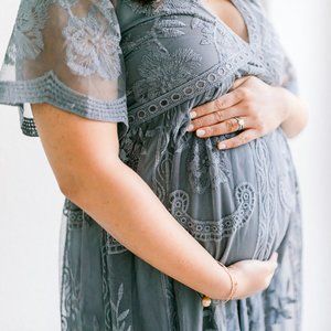 PinkBlush Lace Overlay Maxi Dress Blue L